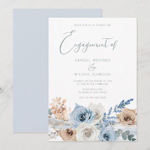 Elegante Modern Boho Blue Engagement Party Einladung