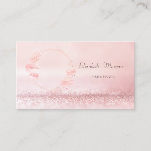 Elegante Modern Bokeh Cake Süßigkeiten Macarons Visitenkarte (Vorderseite)