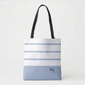 Elegante Modern Bold Stripes Monogram Initials Blu Tasche (Vorderseite)