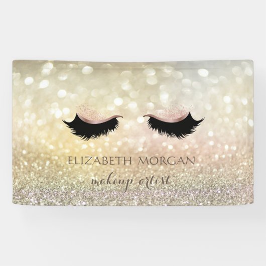 Elegante Modern Chic Glamour Bokeh Imitate Lashes Banner (Horizontal)