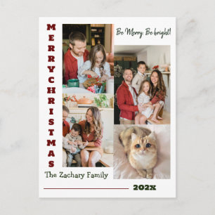 Elegante Modern Christmas Family Foto Collage Feiertagspostkarte