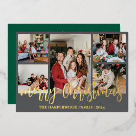 Elegante Modern Christmas Family Foto Collage Folien Feiertagskarte