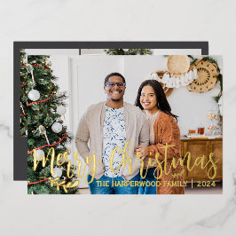 Elegante Modern Christmas Family Foto Collage Folien Feiertagskarte