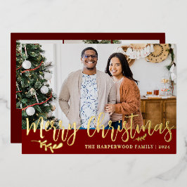 Elegante Modern Christmas Family Foto Collage Folien Feiertagskarte