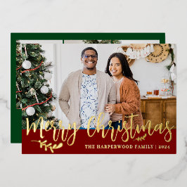 Elegante Modern Christmas Family Foto Collage Folien Feiertagskarte