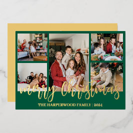 Elegante Modern Christmas Family Foto Collage Folien Feiertagskarte