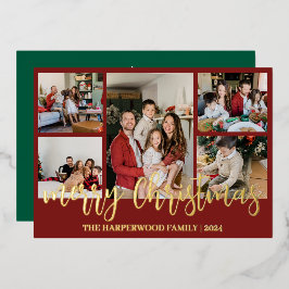 Elegante Modern Christmas Family Foto Collage Folien Feiertagskarte