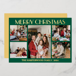 Elegante Modern Christmas Family Foto Collage Folien Feiertagskarte
