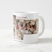 Elegante Modern Christmas Family Foto Collage Jumbo-Tasse (Vorderseite Rechts)