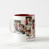 Elegante Modern Christmas Family Foto Collage Zweifarbige Tasse (Vorderseite Links)