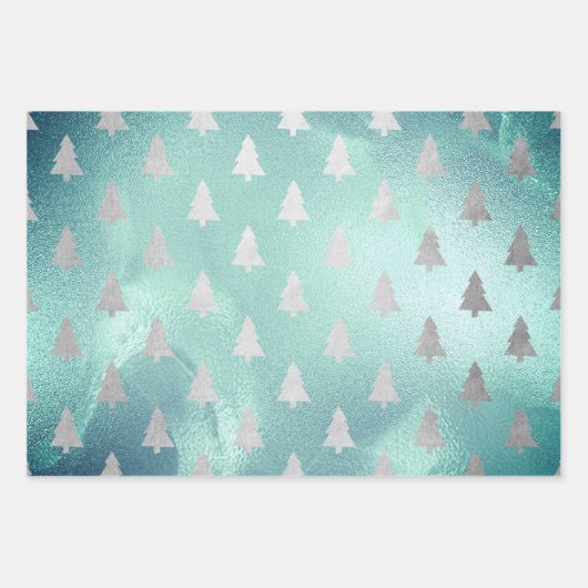 Elegante Modern Christmas Tree Patterns Geschenkpapier Set (Vorderseite 2)