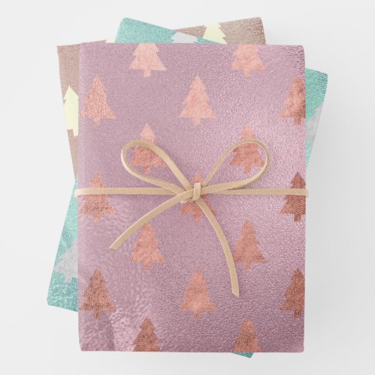 Elegante Modern Christmas Tree Patterns Geschenkpapier Set (Beispiel)