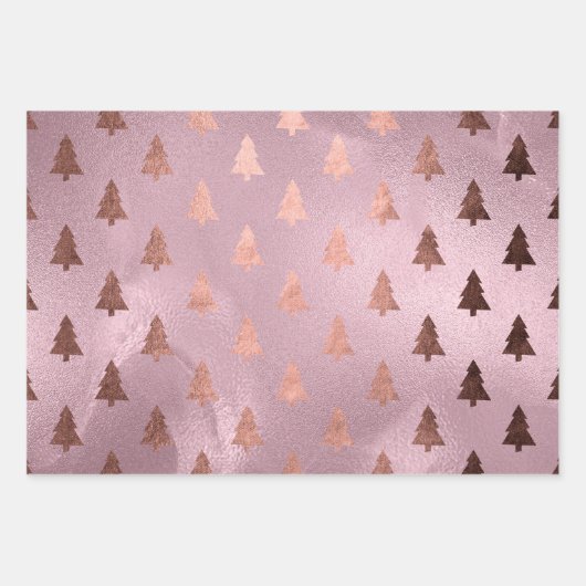 Elegante Modern Christmas Tree Patterns Geschenkpapier Set (Vorderseite)