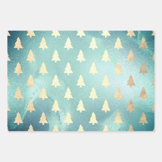 Elegante Modern Christmas Tree Patterns Geschenkpapier Set (Vorderseite 3)
