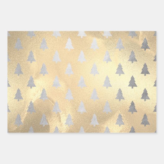 Elegante Modern Christmas Tree Patterns Geschenkpapier Set (Vorderseite 2)