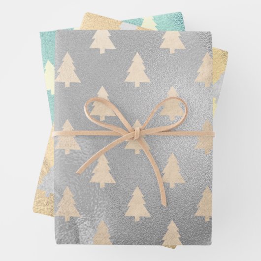 Elegante Modern Christmas Tree Patterns Geschenkpapier Set (Beispiel)