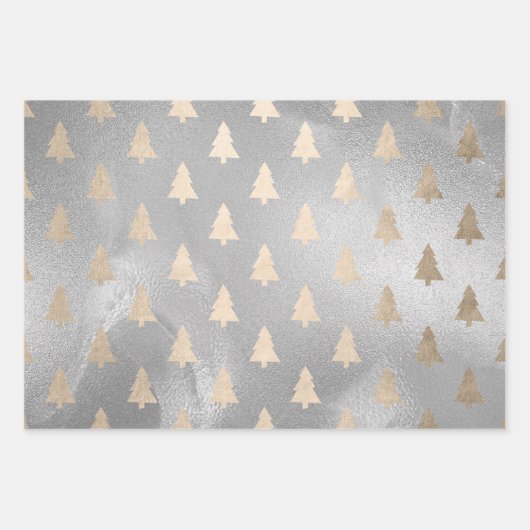 Elegante Modern Christmas Tree Patterns Geschenkpapier Set (Vorderseite)