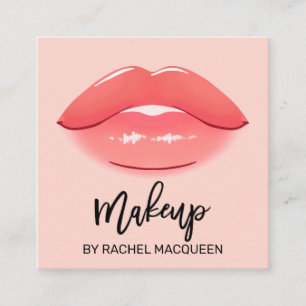 Elegante Modern Coral Pink Lips Quadratische Visitenkarte