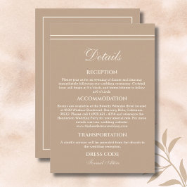 Elegante Modern Cream Taupe Hochzeiten Details Begleitkarte