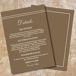 Elegante Modern Cream Taupe Hochzeiten Details Begleitkarte