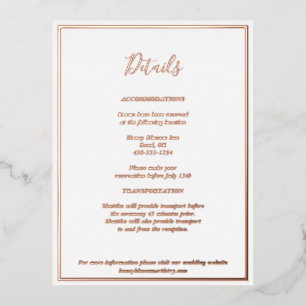 Elegante Modern Details Rose Gold Einschlusskarte Folie Einladungspostkarte