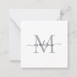 Elegante Modern Feminine Monogram Script grau Mitteilungskarte
