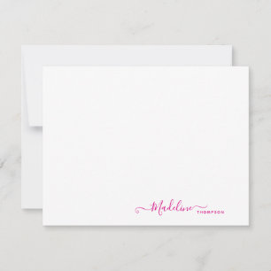 Elegante Modern Girly Script Magenta Mitteilungskarte