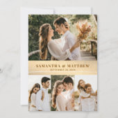 Elegante Modern Gold 4 Foto Wedding Dankeschön Car Einladung (Vorderseite)