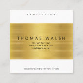 Elegante Modern Gold Card mit Gold Linien Quadratische Visitenkarte (Rückseite)
