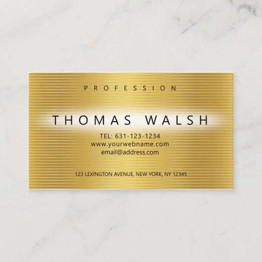 Elegante Modern Gold Card mit Gold Linien Visitenkarte (Vorderseite)