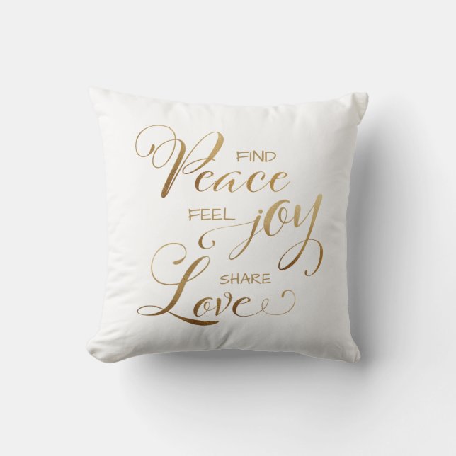Elegante Modern Gold Christmas Peace Joy Liebe Kissen (Vorderseite)