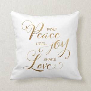 Elegante Modern Gold Christmas Peace Joy Liebe Kissen