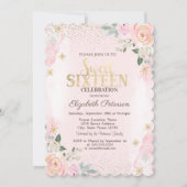 Elegante Modern Gold Diamonds Snowflakes Sweet 16 Einladung (Vorderseite)