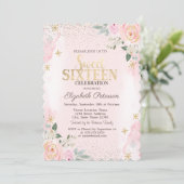 Elegante Modern Gold Diamonds Snowflakes Sweet 16 Einladung (Stehend Vorderseite)