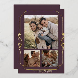 Elegante Modern Gold Foil Family Foto Card Folien Feiertagskarte