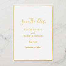 Elegante Modern Gold Foil Save the Date Karte