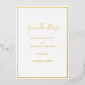 Elegante Modern Gold Foil Save the Date Karte (Vorderseite)