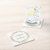 Elegante Modern Gold Leaf Wreath Engagement Party Rechteckiger Pappuntersetzer (Vor Ort)