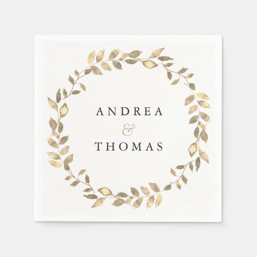 Elegante Modern Gold Leaf Wreath Engagement Party Serviette (Vorderseite)