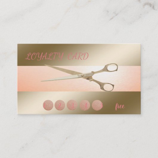 Elegante Modern Gold Scissors Loyalty Card Treuekarte (Vorderseite)