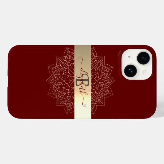 Elegante Modern Gold Streifen Floral Mandala Rot Case-Mate iPhone Hülle (Rückseite (Horizontal))
