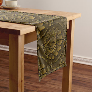 Elegante Modern Gold Vintag Damask Populär Großer Tischläufer
