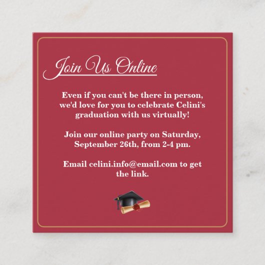 Elegante Modern Graduation Party Enclosure Card Begleitkarte (Vorderseite)