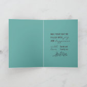Elegante Modern Green Foto Watercolor Card Karte (Innenseite)