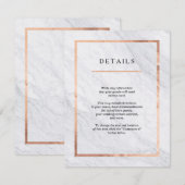 Elegante Modern Marble & Rose Gold Beilagen Karten (Vorne/Hinten)