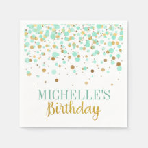 Elegante Modern Mint Gold Confetti Girl