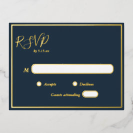 Elegante Modern Navy Gold Foil UAWG Postcard Folie Einladungspostkarte