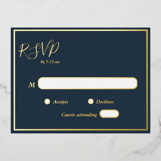 Elegante Modern Navy Gold Foil UAWG Postcard Folie Einladungspostkarte (Vorderseite)