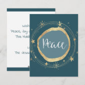 Elegante Modern Peace Gold Star Feiertagskarte (Vorne/Hinten)