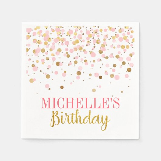 Elegante Modern Pink Gold Confetti Girl Serviette (Vorderseite)